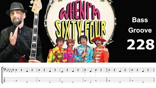 WHEN I'M SIXTY-FOUR (Beatles) Bass Cover, How to Play, Groove w/ Sheet & Tab