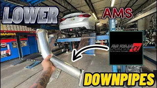 Installing AMS lower DOWNPIPES ON MY Infiniti Q50 3.0t Silver sport| Performance Mod‼️