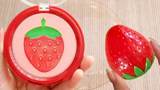 Slime Coloring with Makeup Mixing Lipstick into Slime! Satisfying Video! Strawberry makeup slime #34