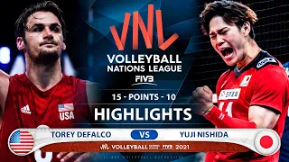 Usa vs Japan | VNL 2021 | Highlights | Torey Defalco vs Yuji Nishida