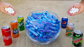 Experiment !! Fish Fanus VS Mentos, Cola, Fanta, Mtn Dew, Pepsi, Sprite and Mentos Underground