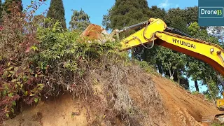 Hilly Remote Tea Farm Road-Connecting to City Market-Hyundai Excavator.