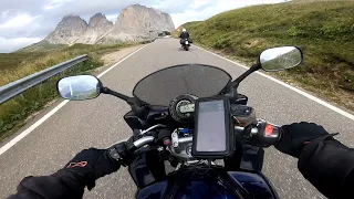 Passo Pardoi, Passo Compalongo, Passo Gardena and Passo Sella (Sella Ronda) on the Yamaha FZ6-S