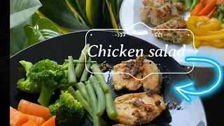 Protein rich Chicken and Fiber rich vegetable salad // Chicken fry with Vegetable Salad