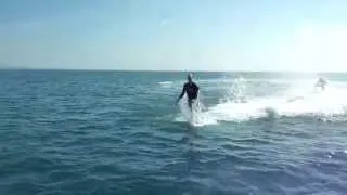 Water jet pack turns man into human dolphin