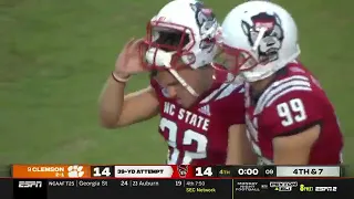 NC State Kicker Misses Game Winning Field Goal Vs Clemson College Football Highlights 2021-2022