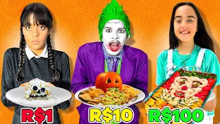 COMIDA DE HALLOWEEN DE 1, 10 E 100 REAIS - CANAL DA BELINHA