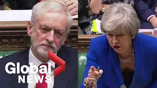 Jeremy Corbyn appears to call Theresa May a 'stupid woman' during heated Brexit exchange