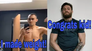 Conor Mcgregor reacts to Tony Ferguson making weight for the cancelled event