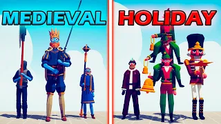 HOLIDAY TEAM vs MEDIEVAL TEAM - Totally Accurate Battle Simulator | TABS