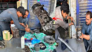 The process of Repairing mini hydraulic pump of Excavator machine