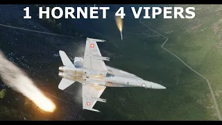 F-18 fights FOUR F-16 fighterjets | DCS World PVP Dogfight | Growling Sidewinder Server