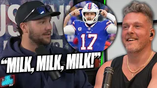 Josh Allen Explains His Hilarious "Milk Check" To Capitalize On Defensive Mismatches | Pat McAfee