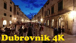 Night walk around Dubrovnik Croatia. [4K]