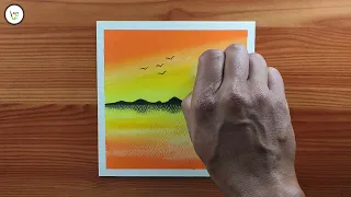 Sunset Beach Scenery Drawing for Beginners / Oil Pastel Drawing for Beginners