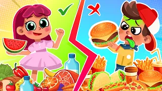 Healthy Food Vs Junk Food Song 🍔🥦Nursery Rhymes and Kids Songs by Comy Zomy