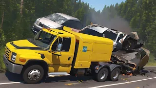 Realistic Dangerous high speed car and truck crash #36 BeamNG.Drive