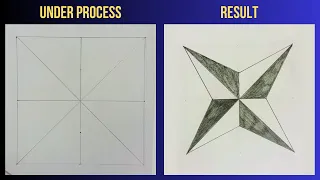 Draw a 4 pointed star || Draw a 4 edged metallic star || Tangible Art