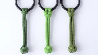 DIY " Top 4 Popular Knots" Paracord Keychains - Cat's Paw - Bull Hitch - Cow Hitch - Diamond Knot