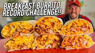 Cheesy Breakfast Burrito Man vs Food Challenge Record!!