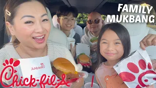 Chick Fil- A *Casual Family CAR Mukbang Most popular Chick Fit-A Meals | N.E Let's Eat