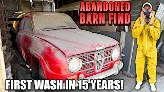 ABANDONED BARN FIND First Wash In 15 Years SAAB 96! Satisfying Car Detailing Restoration