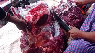 Best butcher amazing show big knife skill // Super fastest cow cutting skill in Bangladesh.