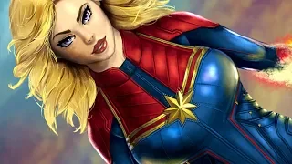 Captain Marvel painting manga realistic style