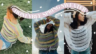 Crochet 🌸HoneyBee Spring Sweater🌸 Tutorial | Crochet Sweater Tutorial *beginner friendly*