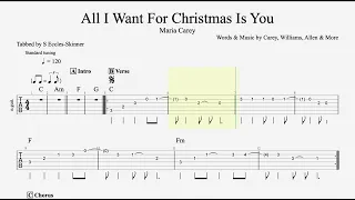All I Want For Christmas (Maria Carey)  - Easy Guitar Tab - Playthrough