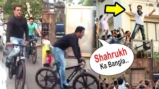 Salman Khan Shouts 'Shahrukh Ka Bungalow' Cycling In Front Of SRK's House Mannat In Bandra