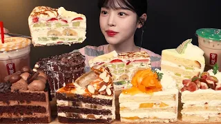 SUB)Chocolate Cake, Crepe Cake, Fruit Cake, Bubble Tea Dessert Mukbang Asmr