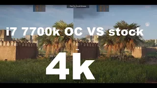 Assassin's Creed Origins Kaby Lake 7700K Stock Vs 7700K 5GHz OC GTX 1080 Ti 4K Frame Rate Comparison