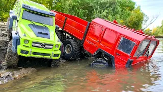 Mercedes G63 6x6 and MAN KAT 6x6 Cross River Action