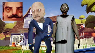 Hello Neighbor GRANNY - My New Neighbor Men in Black GRANDPA Act 2 Door Gameplay Walkthrough