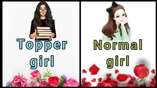 Topper girl 👩‍🎓 Vs Normal girl 🙎‍♀️ : cake 🍰, drawing 🖼️, hairstyle 💇‍♀️ etc...............