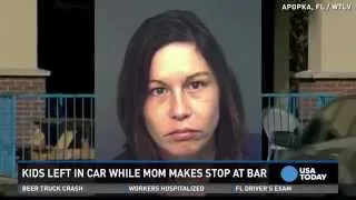Police: Mom leaves kids in hot car to drink at a bar