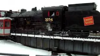 Steamtown # 3254 on turntable after ice harvest excursion 2009