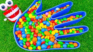 Satisfying Video | Rainbow Bathtub Hand Full of Candy with Magic Skittles Slime & Grid Balls ASMR