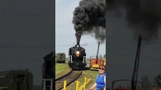 Steam locamotive explodes into a plume of smoke