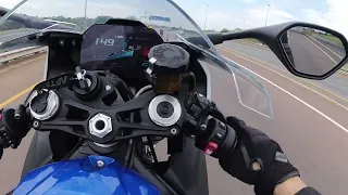 Full send BMW HP4 vs S1000RR-M insane corner pass sound up !