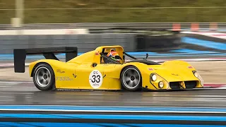 Yellow Ferrari 333 SP racing on track: Accelerations, Fly Bys & Great 4.0L V12 Engine Sound!