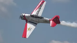 AEROBATICS: AERO SHELL AT-6 TEXAN solo aerobatics -  Cameron, MO Air Show