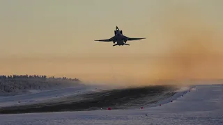 Russian bomber Tu-22M3 Winter training flight