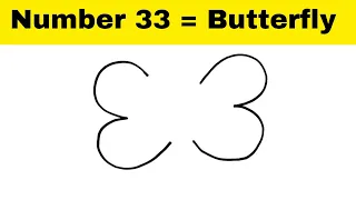 How To Draw Butterfly with Colour with Number 33 - Step by step for beginners everyone