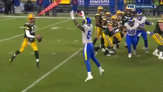 Aaron Rodgers pump fakes and then runs it in himself against the Rams