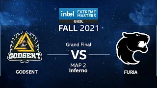 CSGO - FURIA vs. GODSENT [Inferno] Map 2 - IEM Fall 2021 - Grand Final - NA