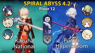 Spiral Abyss Floor 12 (4.2) Kazuha National and Furina Hyperbloom + BUILD | Genshin Impact