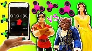 Beauty And The Beast Movie Fidget Spinner Game Challenge with Belle, The Beast, Gaston and Lumiere!