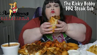 Angelina's Pizzeria The Ricky Bobby BBQ Steak Sub Mukbang